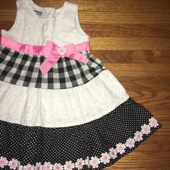 Blueberi Boulevard Baby Girl Dress, Blueberi Boulevard Pink Black White Dress - Picture 11 of 16